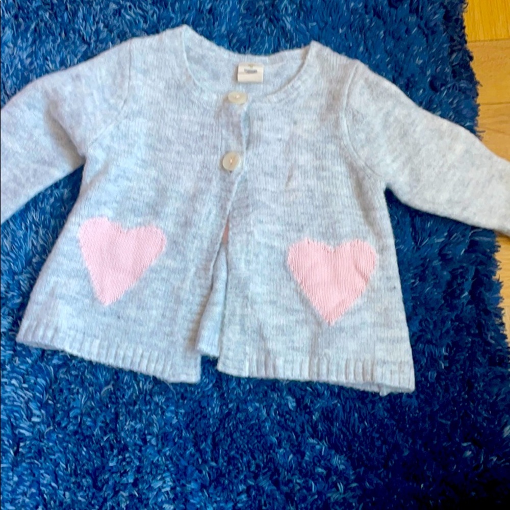 Tucker & Tate cardigan grey with pink hearts